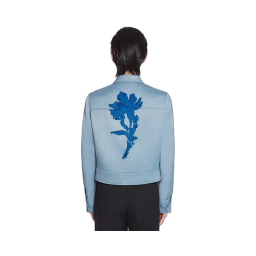 Floral Embroidery Zipper Jacket