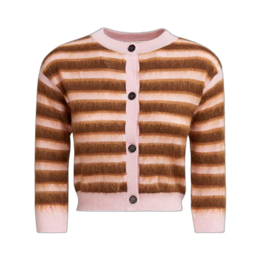 Pink Striped Wool-Mohair Cardigan