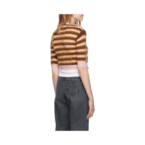 Pink Striped Wool-Mohair Cardigan