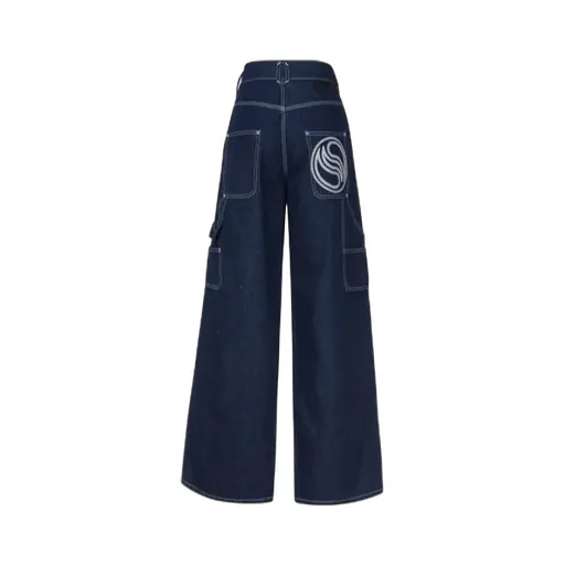 Stella Mccartney Logo Detailed Wide-Leg Jeans