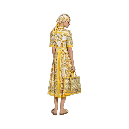 Dolce & Gabbana Majolica Printed Poplin Midi Shirt Dress