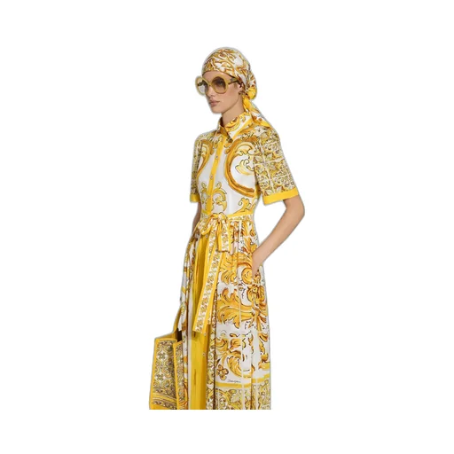 Dolce & Gabbana Majolica Printed Poplin Midi Shirt Dress