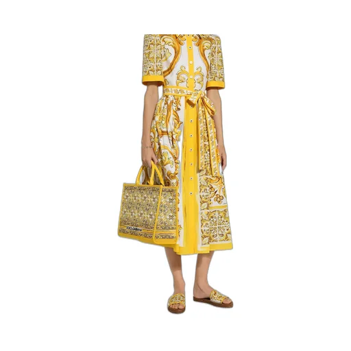 Dolce & Gabbana Majolica Printed Poplin Midi Shirt Dress