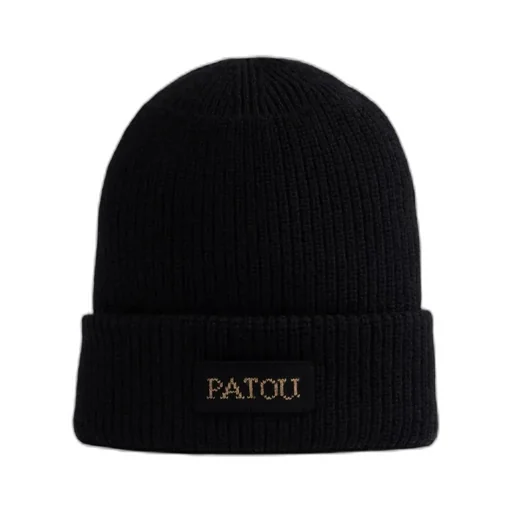 Patou Logo Embroidered Turn-Up Brim Beanie