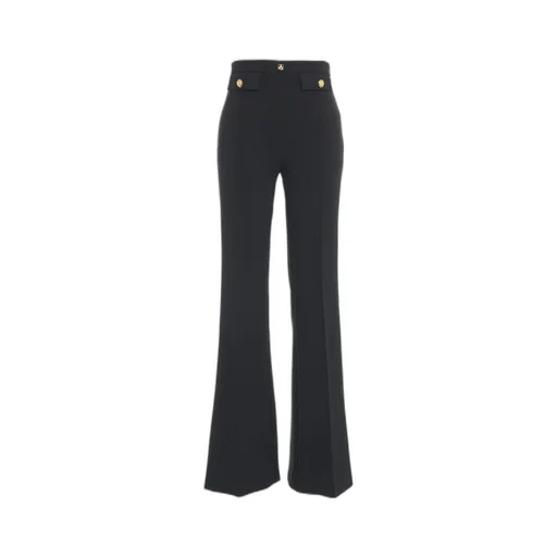 Elisabetta Franchi Logo Rivet Stretch Crepe Palazzo Trousers