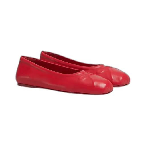 Red Nappa Leather Seamless Little Bow Ballet Flat