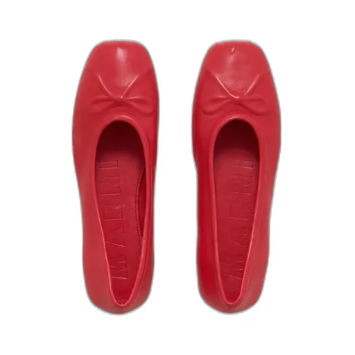 Red Nappa Leather Seamless Little Bow Ballet Flat