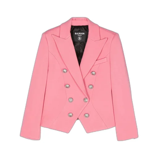 Coin-Engraved Double-Breasted Blazer