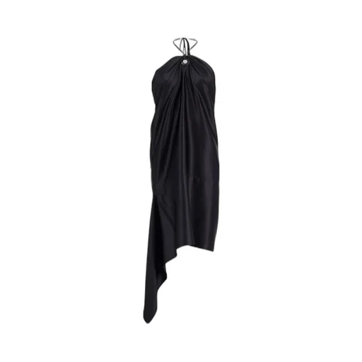 Salvatore Ferragamo Halterneck Asymmetric Satin Dress