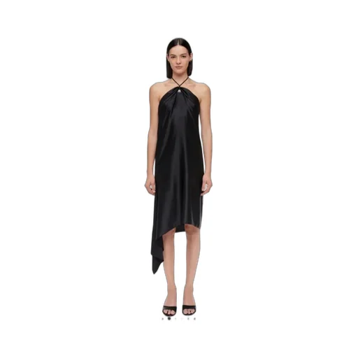 Salvatore Ferragamo Halterneck Asymmetric Satin Dress