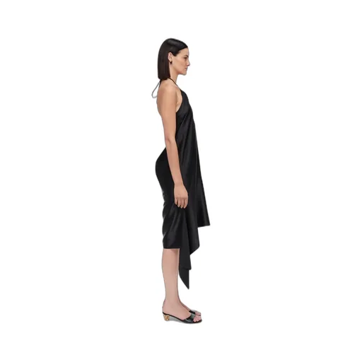 Salvatore Ferragamo Halterneck Asymmetric Satin Dress