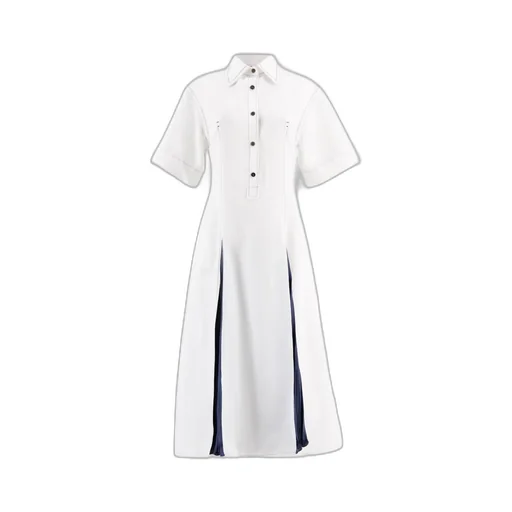 Salvatore Ferragamo Satin-Inlay Flared Shirtdress