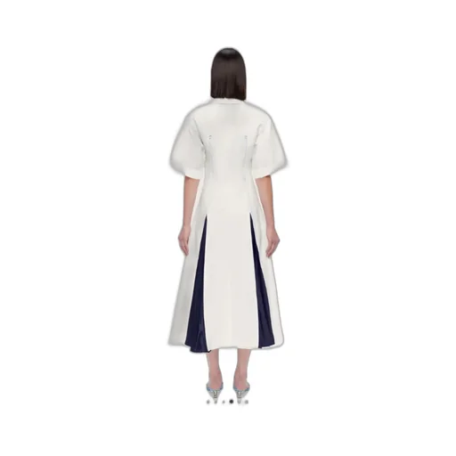 Salvatore Ferragamo Satin-Inlay Flared Shirtdress
