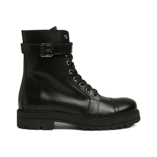 Balmain Kids Logo-Plaque Round Toe Boots