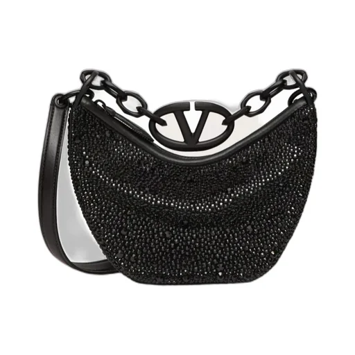 Valentino Mini Vlogo Moon Zip-Up Hobo Bag