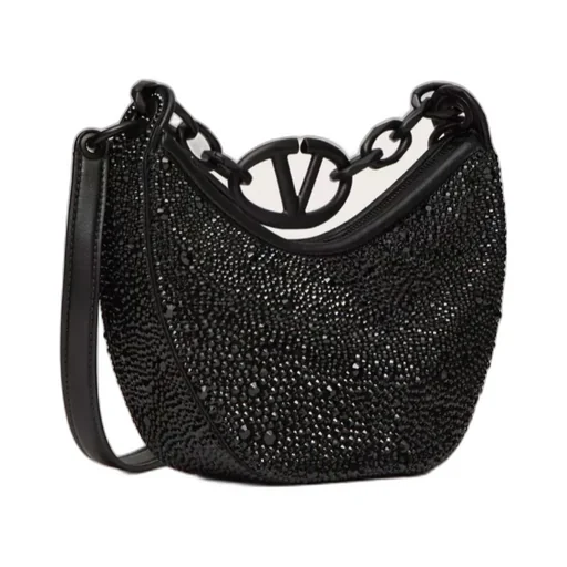 Valentino Mini Vlogo Moon Zip-Up Hobo Bag