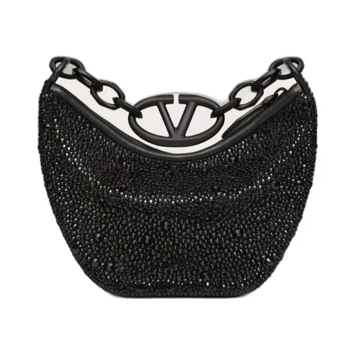 Valentino Mini Vlogo Moon Zip-Up Hobo Bag