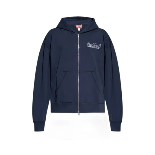 Kenzo Logo Embroidered Zip-Up Hoodie