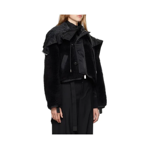 Sacai Teddy Shearling Zip Detailed Jacket