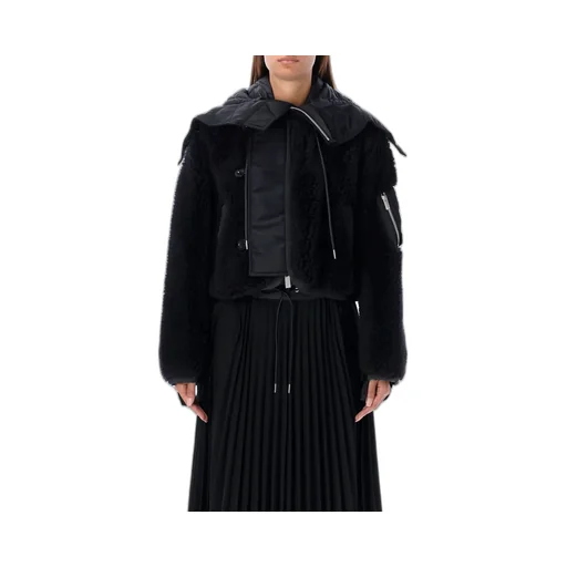 Sacai Teddy Shearling Zip Detailed Jacket