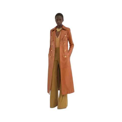 Chloé Belted Utilitarian Leather Trench Coat