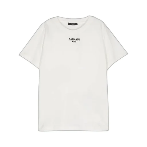 Balmain Kids Logo-Flocked Crewneck T-Shirt