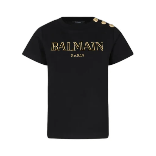 Balmain Kids Press-Stud Fastened Crewneck T-Shirt