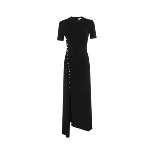 Paco Rabanne Embellished Asymmetric Draped Midi Dress