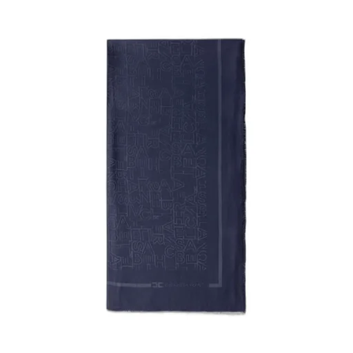 Elisabetta Franchi Jacquard Logo Lettering Square Scarf