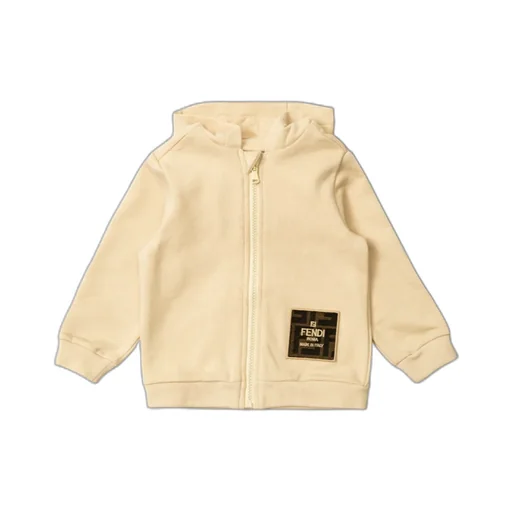 Fendi Kids Logo-Patch Long Sleeved Zipped Hoodie