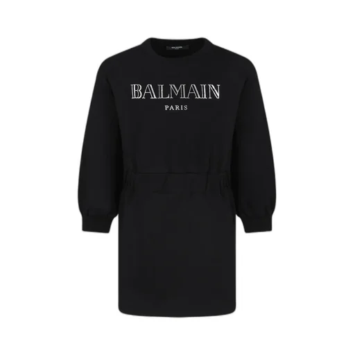 Balmain Kids Logo Printed Elasticated Waist Dress