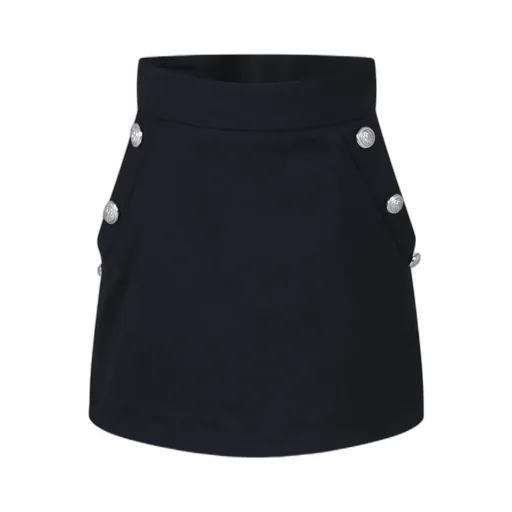 Button-Detail High-Waisted Miniskirt