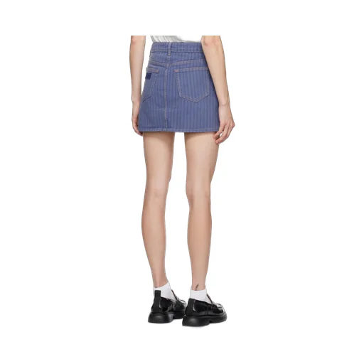Ganni Stripe Overdyed Denim Mini Skirt