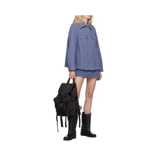 Ganni Stripe Overdyed Denim Mini Skirt