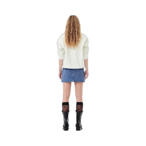 Ganni Stripe Overdyed Denim Mini Skirt