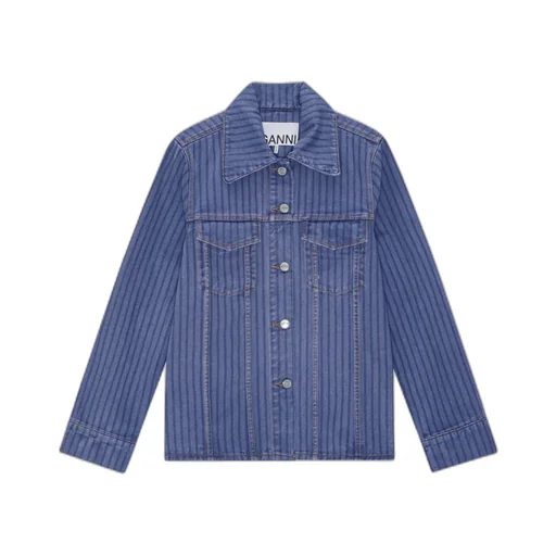 Ganni Stripe Overdyed Denim Jacket