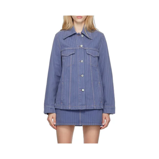 Ganni Stripe Overdyed Denim Jacket