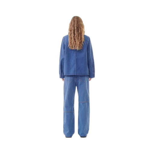 Ganni Stripe Overdyed Denim Jacket