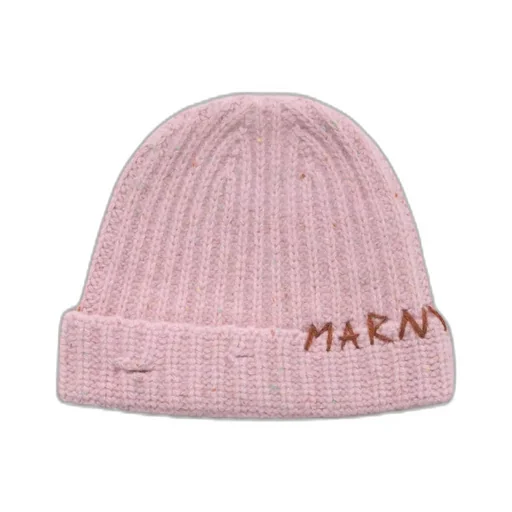 Marni Logo Embroidered Ribbed Beanie