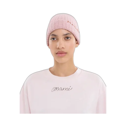 Marni Logo Embroidered Ribbed Beanie