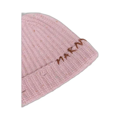 Marni Logo Embroidered Ribbed Beanie
