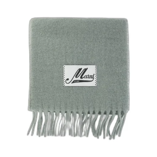 Marni Logo Patch Fringed Scarf