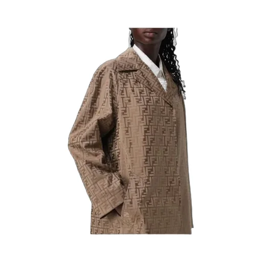 Fendi Ff Printed Long Sleeved Coat