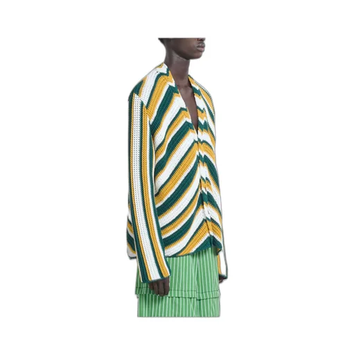 Marni Chevron Patterned Crochet Cardigan