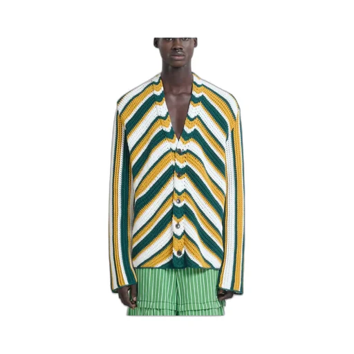 Marni Chevron Patterned Crochet Cardigan