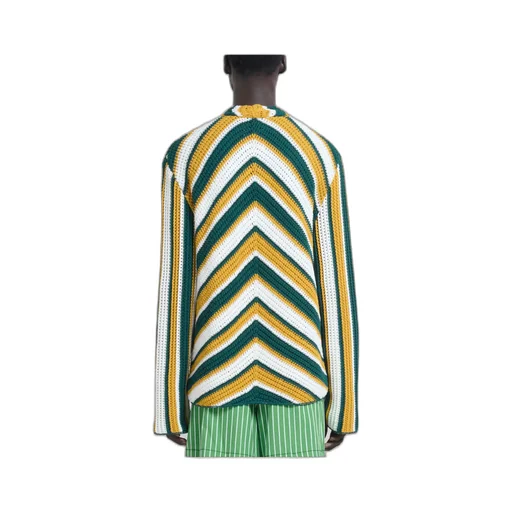 Marni Chevron Patterned Crochet Cardigan