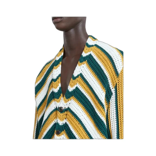 Marni Chevron Patterned Crochet Cardigan