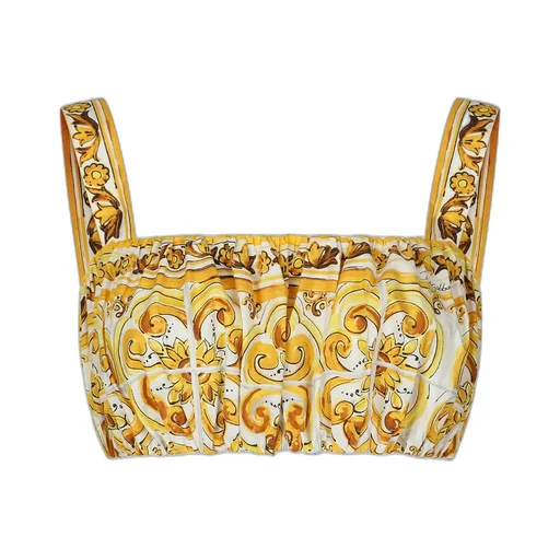 Dolce & Gabbana Majolica Printed Strappy Poplin Top
