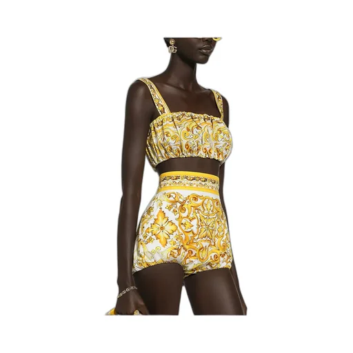 Dolce & Gabbana Majolica Printed Strappy Poplin Top
