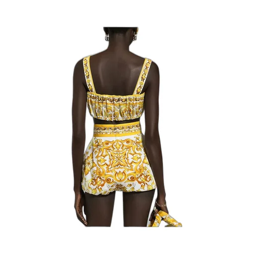 Dolce & Gabbana Majolica Printed Strappy Poplin Top